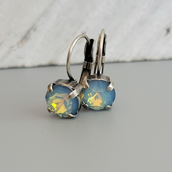 Austrian Crystal Earrings in Antique Silver - Picture 4 of 9